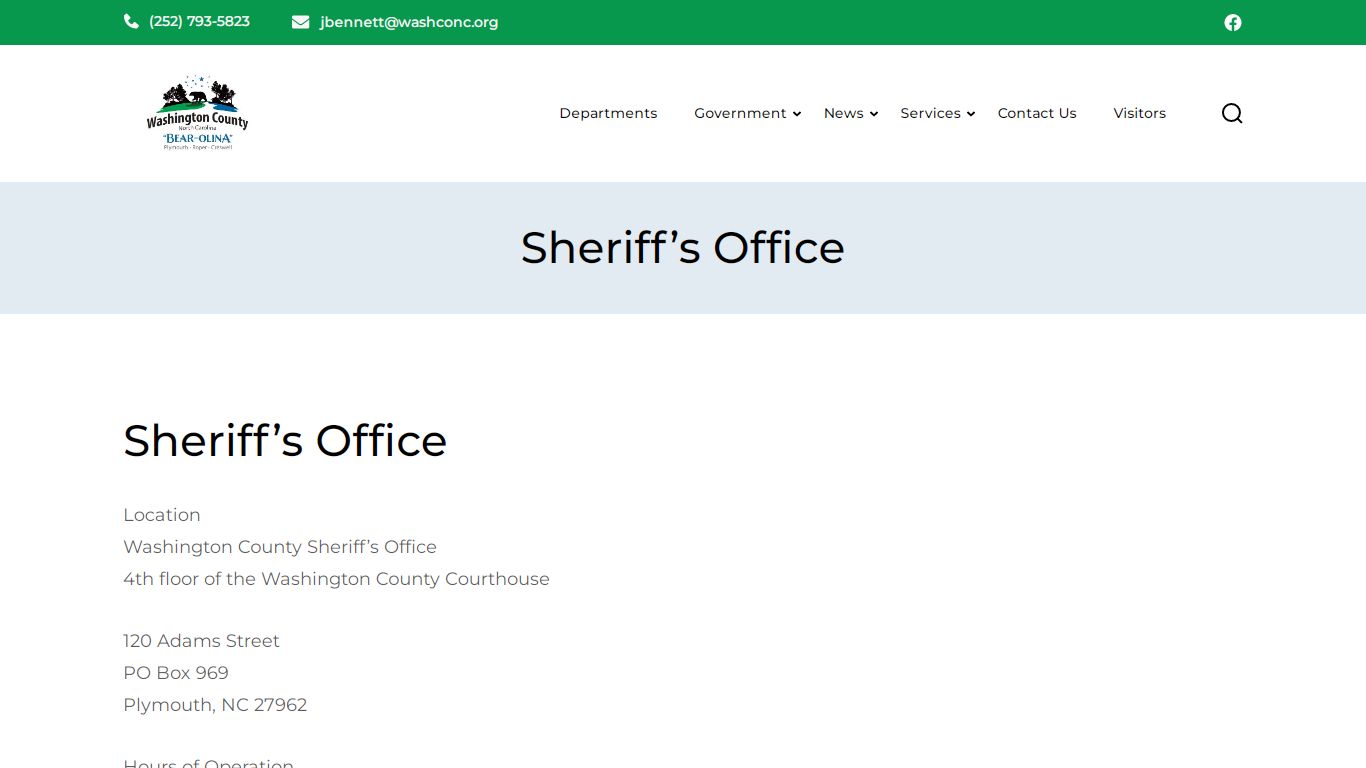 Sheriff’s Office – Washington County, North Carolina